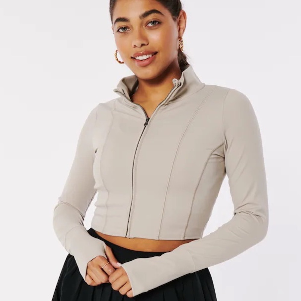 workout full zip crop top